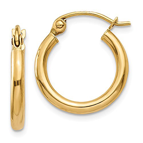 Turquoise - 【中古】【未使用・未開封品】フープイヤリング 14K イエローゴールド チューブ クリックダウン中留 (2mmチューブ)