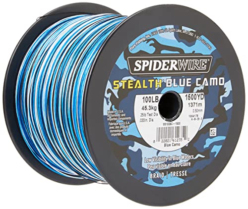 yÁzygpEJiz(65/17 Pound Test-1500 Yard, Blue Camo) - Spiderwire Stealth Braid Superline Fishing Line (Bulk Spools)