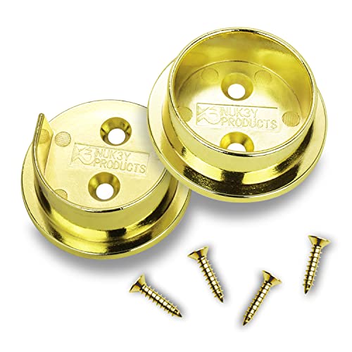 【中古】【未使用・未開封品】(Polished Brass) - Nuk3y Heavy Duty Metal Steel Closet Pole Socket Set 2.5cm - 1.3cm (Polished Brass)
