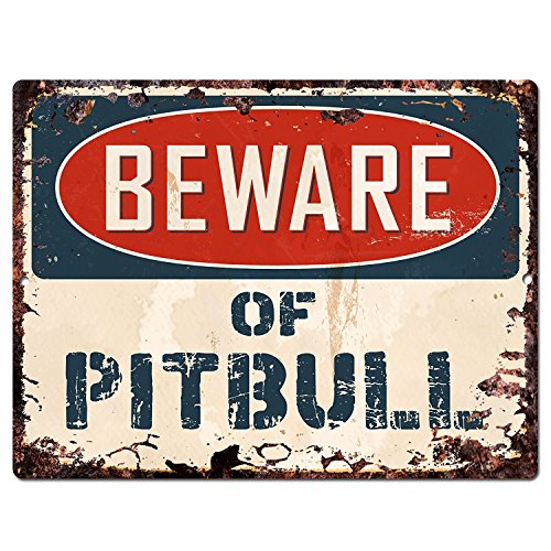 【中古】【未使用・未開封品】Beware of PITBULL シックサイン ビンテージ レトロ 素朴 9x12インチ メタルプレート ストア ホームルーム ウォールデコレーション