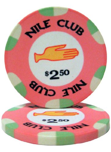 ((dollars)2.50) - Brybelly Nile Club Casino Grade Ceramic 10-gramme Poker Chip - Pack of 50