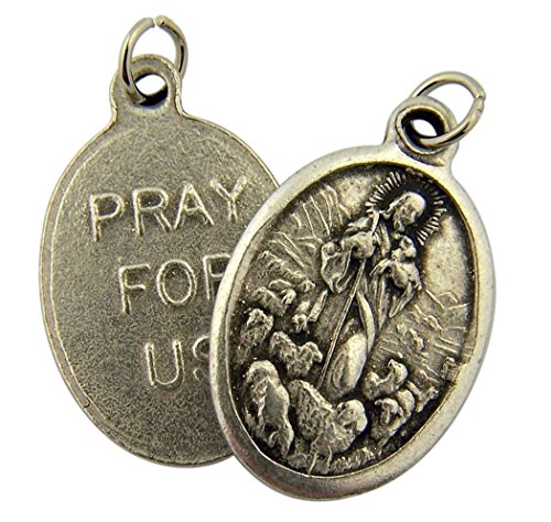 【中古】【未使用・未開封品】Silver TonedベースThe Good Shepherd Jesus Christ with Flockメダル、1インチ