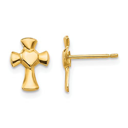 Cubic Zirconia - 【中古】【未使用・未開封品】Madi K 14?Kイエローゴールドハートクロス投稿イヤリング( 10?x 6?mm )
