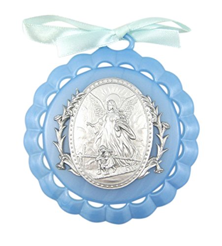 【中古】【未使用・未開封品】Moulded Acrylic Crib Medal with Guardian Angel for Baby Nursery Decor, 3 1/2 Inch (Blue) by WJH