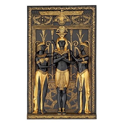 【中古】【未使用・未開封品】Design Toscano エジプトファラオと彼の乙女 壁彫刻 ブラック&ゴールド