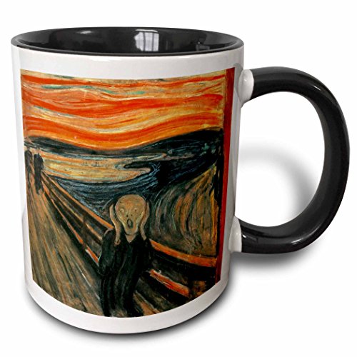 (330ml Two-Tone Black Mug) - 3dRose mug_60716_4 The Scream Painting By Edvard Munch Two Tone Black Mug, 330ml, Black/White