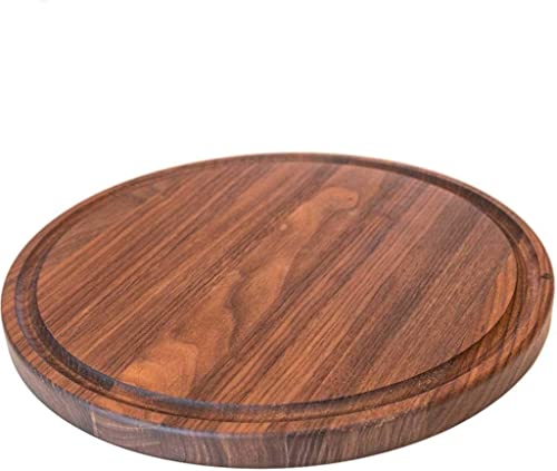 【中古】【未使用 未開封品】Round Walnut Wood Cheese Cutting Board with Juice Drip Groove (10.5 Inch Diameter) by Virginia Boys Kitchens