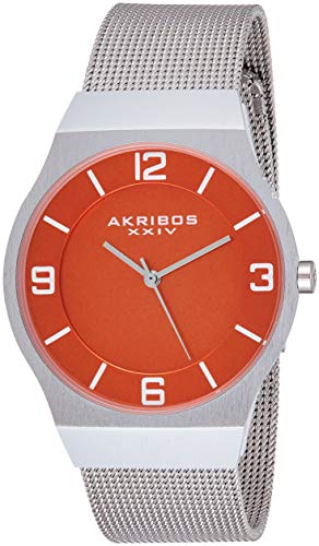 楽天AJIMURA-SHOP【中古】【未使用・未開封品】Akribos XXIV Men 's ak851or RoundオレンジDial Three Hand Quartz Bracelet Watch