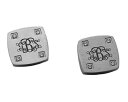【中古】【未使用・未開封品】Personalizedステンレススチールシルバー& Stone Cufflinks刻印無料Cuff Linksギフトボックス付属
