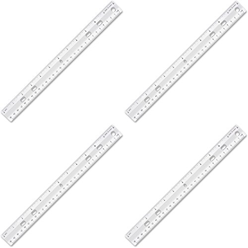 【中古】【未使用・未開封品】(4 Packs) - S.P. Richards Company Standard Metric Ruler, 12 Long, Holes for Binders, Clear (SPR01488), 4 Packs