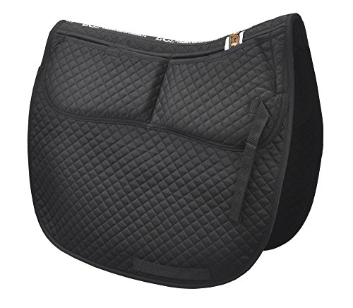 (Black) - ECP Cotton Correction Dressage Saddle Pad - Memory Foam Pockets