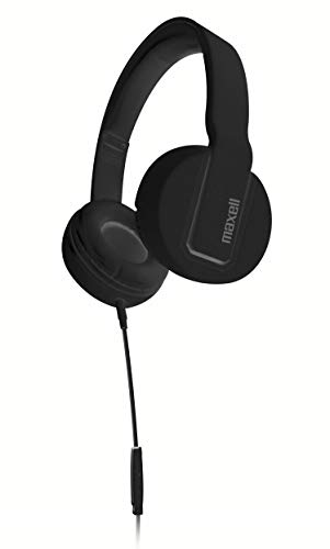 yÁzygpEJizMaxell 290103 Comfort Fit Solids Headphones with Tangle-Free Flat Cable and In-Line Microphone - Black