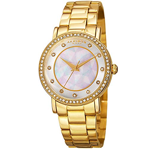 【中古】【未使用・未開封品】Akribos XXIV Women 's ak880yg Round Silver Dial Three Hand Quartz Gold ToneブレスレットWatch