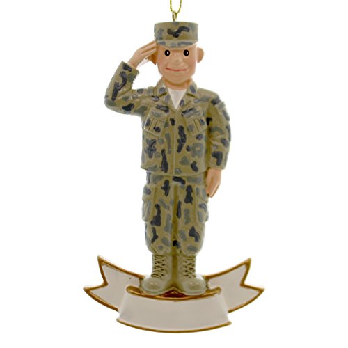 【中古】【未使用・未開封品】PersonalizedオーナメントオスArmy Soldier SaluteポリレジンPatriotic Military am2151