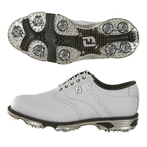 FootJoy メンズ DryJoys Tour 前シーズンスタイル ゴルフシューズ, ホワイト/ホワイトクロコダイル。, 11