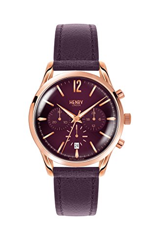 【中古】【未使用 未開封品】Henry London Women 039 s pampstead 39 mmパープルレザーバンドスチールケースクォーツアナログ腕時計hl39-cs-0092