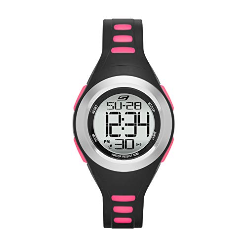 【中古】【未使用・未開封品】Skechers Watch SR2019 Tennyson Digital Display, Chronograph, Water Resistant, Backlight, Alarm, Black/Pink