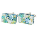 【中古】【未使用・未開封品】GlassOfVeniceムラーノガラスVenetianクラシック長方形カフスボタン???Aquaゴールド