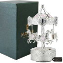 【中古】【未使用・未開封品】Silver Plated Music Box with Crystal Studded Silver Carousel with Horses Figurine by Matashi by Matashi(3)