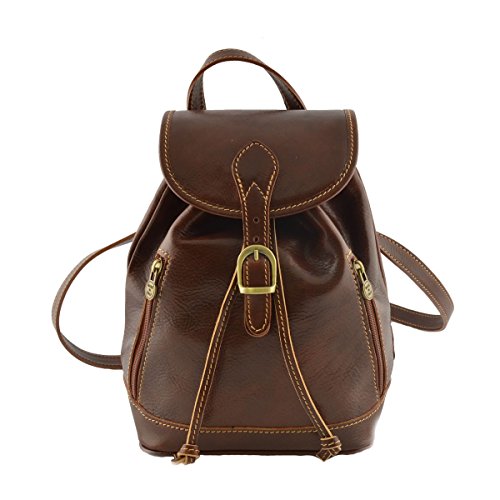 【中古】【未使用 未開封品】Made In Italy Woman Leather Backpack Color Brown - Backpack