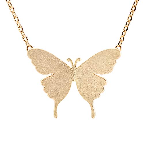 【中古】【未使用・未開封品】SpinningdaisyハンドメイドTiny Jewel Brushed Metalフライングバタフライネックレスゴールド