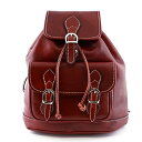 yÁzygpEJizMade In Italy Genuine Leather Backpack, Front Pocket With Buckles Color Red - Backpack