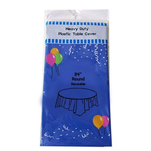 【中古】【未使用 未開封品】(Round 210cm, Royal Blue) - (12-pack) Heavy Duty Plastic Table Covers Tablecloth (Reusable) (Round 210cm, Royal Blue)