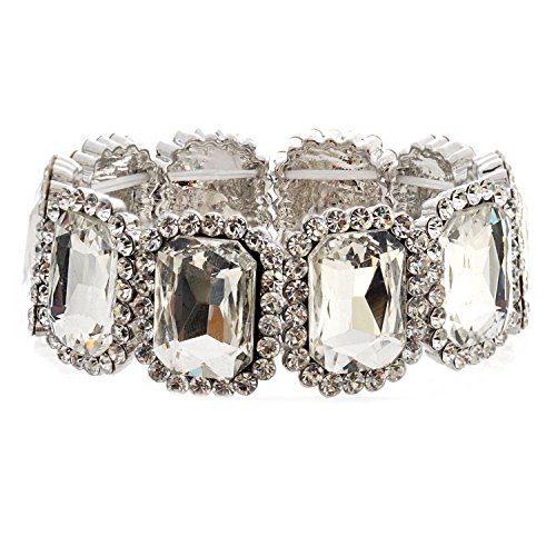 【中古】【未使用・未開封品】ロジウムクリスタル円Around a Radiantクリスタル形状ストレッチブレスレット