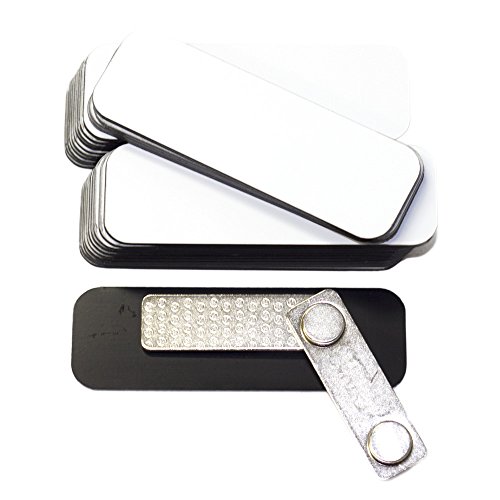 【中古】【未使用・未開封品】ネームタグ/無地バッジ25個パック 1インチ x 3インチ 丸い角 裏板磁石付き 1" X 3"