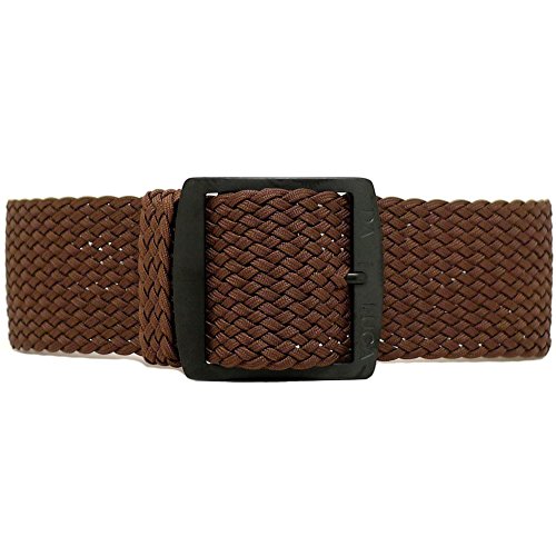  Braided Nylon Perlon Watch Strap - Brown (PVD Buckle) : 20mm