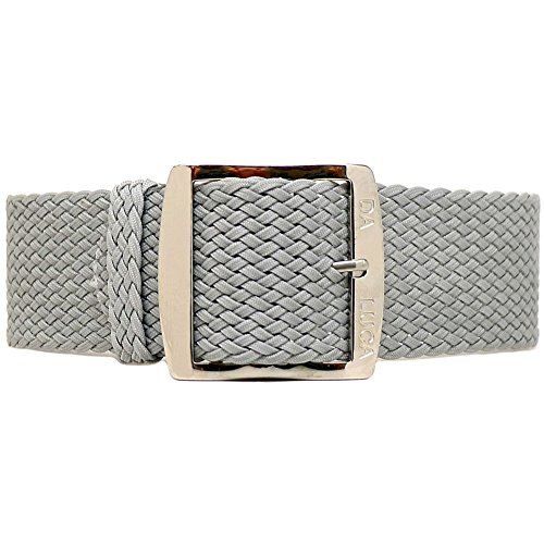 yÁzygpEJiz[DaLuca] Braided Nylon Perlon Watch Strap - Grey (Polished Buckle) : 20mm