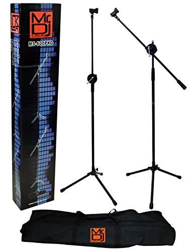 【中古】【未使用 未開封品】Mr. Dj MS600PKG 2 Microphone Stands Adjustable Boom Stage or Instrument with Mic Holder Clips Carry Bag by Mr. Dj