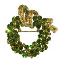 【中古】【未使用・未開封品】クリスタルクリスマスHoliday Wreath Leaves Vintage Inspired新しいギフトハンドメイドスワロフスキークリスタルブローチピンp2380-b