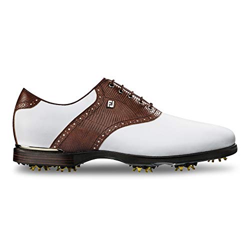 【中古】【未使用 未開封品】FootJoy メンズ アイコンブラック ゴルフシューズ, ホワイト/栗トカゲプリント, 10 X-Wide