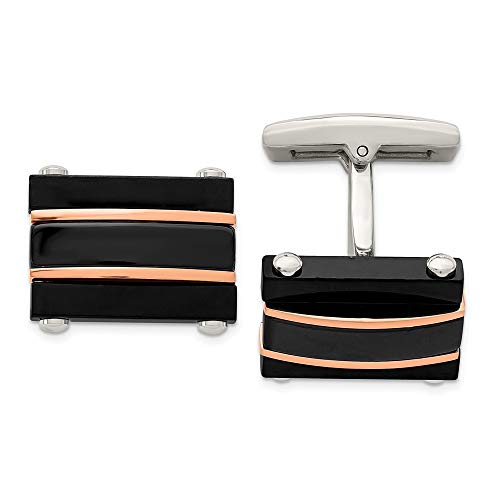 【中古】【未使用・未開封品】ステンレススチールポリッシュブラックとローズIPメッキカフリンク【メーカー名】【メーカー型番】【ブランド名】Jewelryweb カフス, ビジネスアイテムストア 【商品説明】ステンレススチールポリッシュブラック...