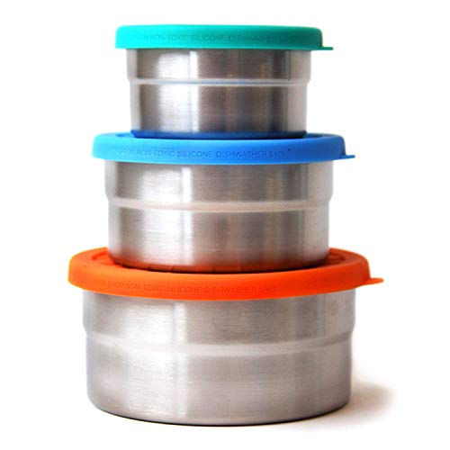 【中古】【未使用 未開封品】ECOlunchbox Blue Water Bento Seal Cup Trio - Set of 3 Nesting Stainless Steel Food Storage Containers by Blue Water Bento