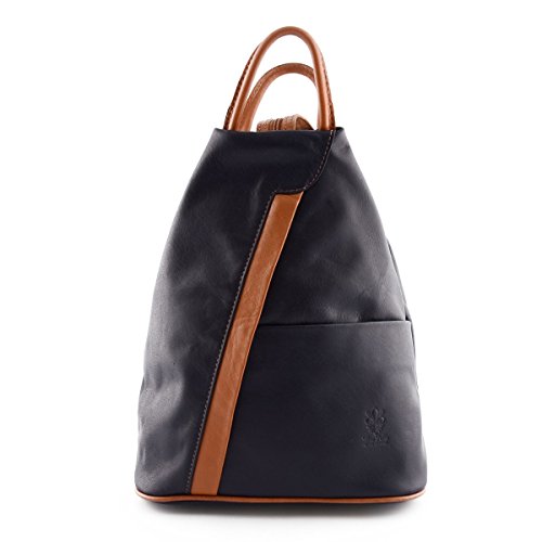 【中古】【未使用 未開封品】Made In Italy Woman Leather Backpack Color Blue Cognac - Backpack