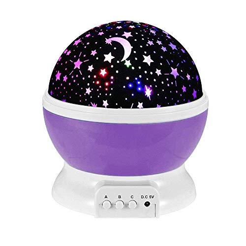 【中古】【未使用 未開封品】Night Lighting Lamp 4 LED Beads, 3 Model Light, 4.9 FT(1.5 M) USB Cord Romantic Rotating Cosmos Star Sky Moon Projector, Rotation N