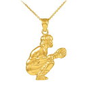 【中古】【未使用・未開封品】10Kゴールド 野球キャッチャー スポーツチャーム ペンダントネックレス, Yellow Gold,
