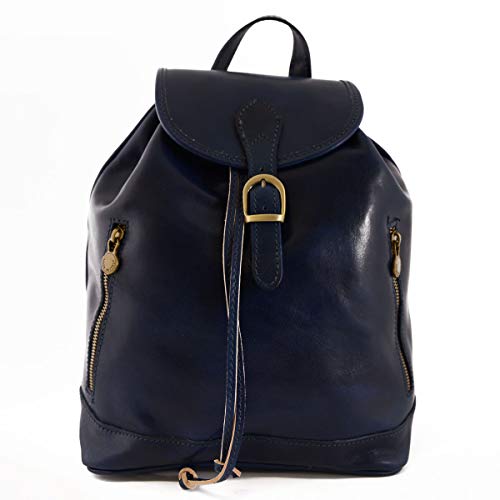 【中古】【未使用 未開封品】Made In Italy Woman Leather Backpack Color Blue - Backpack