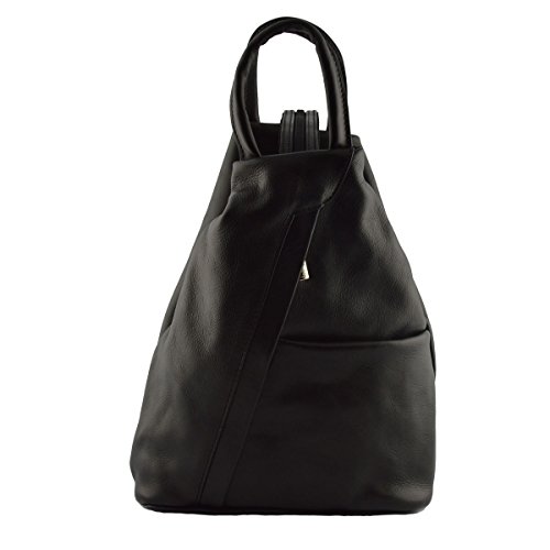 【中古】【未使用 未開封品】Made In Italy Backpack For Woman In Genuine Leather With Adjustable Straps Color Black - Backpack