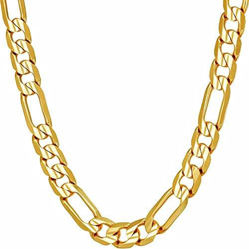 【中古】【未使用・未開封品】LIFETIME JEWELRY 7mm フィガロチェーンネックレス ダイヤモンドカット 24K 純金メッキ, 金属