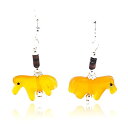 【中古】【未使用・未開封品】Carved Horse Fetish $ 90小売タグAuthentic Made by Charlene Little NavajoシルバーフックオレンジHeishi Native Americanイヤリング