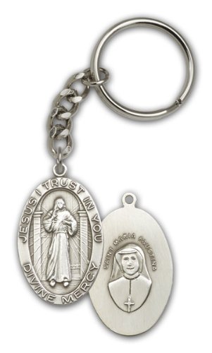 【中古】【未使用・未開封品】Religious Keychains???アンティーク仕上げシルバーDivine Mercyキーチェーン