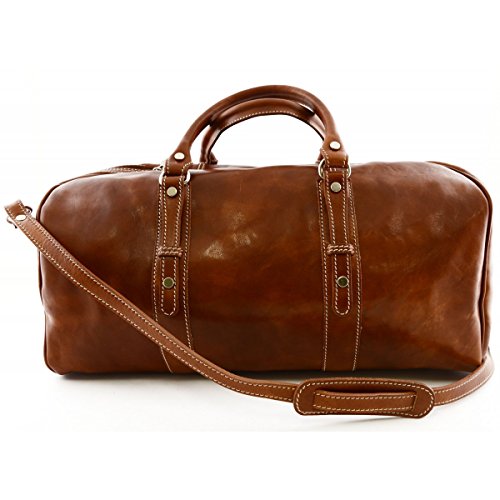 【中古】【未使用・未開封品】Made In Italy Genuine Leather Travel Bag With Studs Color Cognac - T..