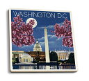 【中古】【未使用・未開封品】ワシントン DC ナイトシーン (吸収性セラミックコースター4枚セット お揃いの画像、コルクバック、キッチンテーブル装飾)