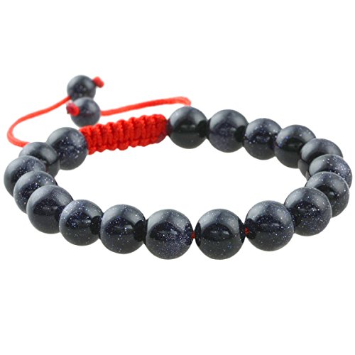 sunyik Semi Precious Stoneマクラメブレスレットチベット仏教、リストバンド7インチ