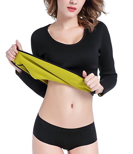 yÁzygpEJiz(L = US Size S) - ValentinA Womens Hot Body Shapers Long Shirt Slimming Neoprene Sweat Sauna Shirts for Weight Loss S - 4XL