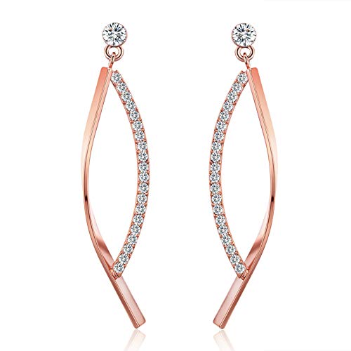 【中古】【未使用・未開封品】SBLING 18K Rose Gold Plated Cubic Zirconia Drop Earrings (1.5 cttw)