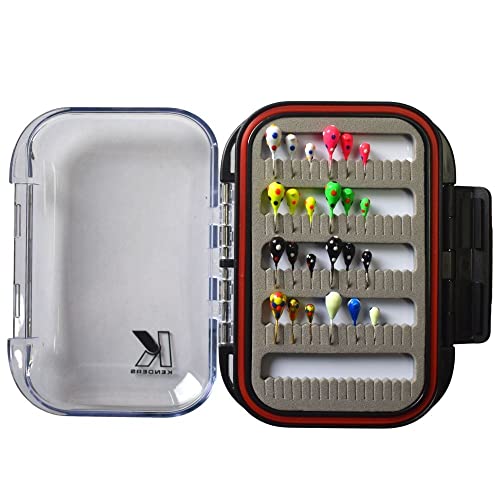 【中古】【未使用・未開封品】Kenders Outdoors 24ピース タングステンジグキット プレミアム両面防水/フローティングジグボックス アイスフィッシングジグ パンフィッシュ ク